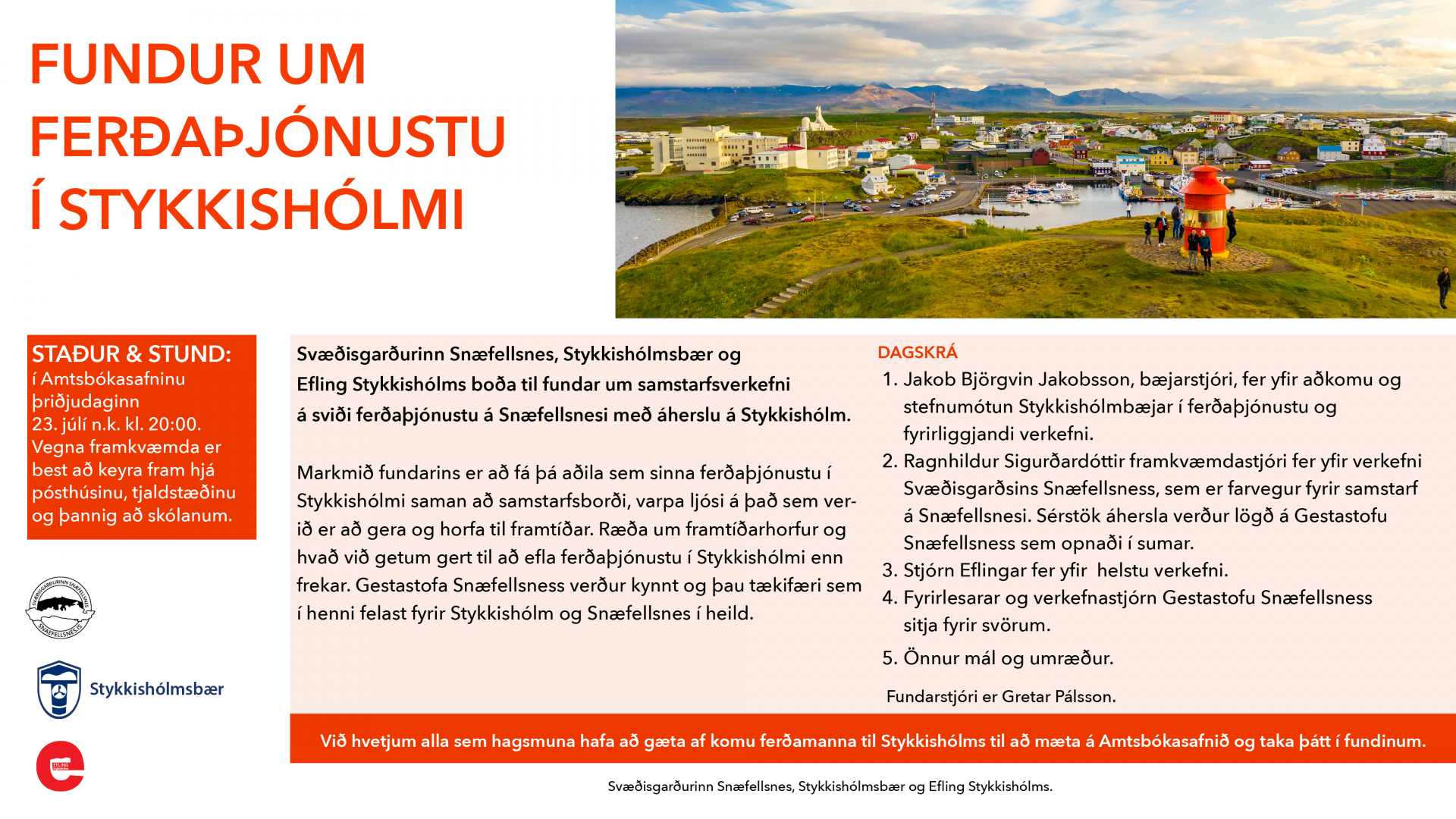 Fundur um ferðaþjónustu í Stykkishólmi
