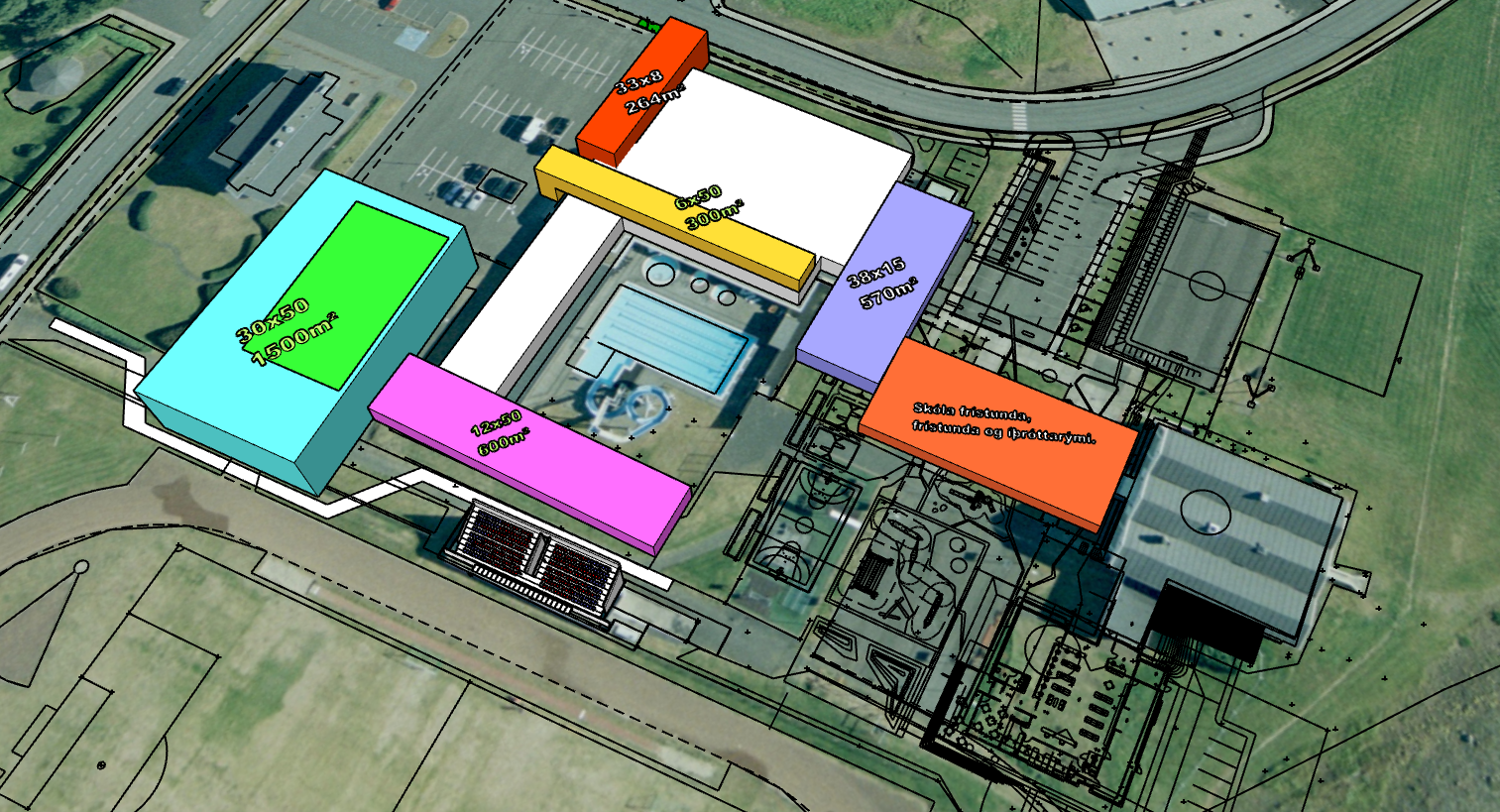 Framtíðarhugmyndir fyrir íþróttasvæði.