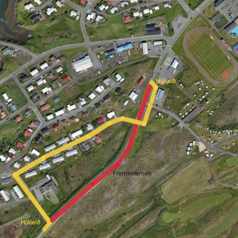 Hjáleið vegna framkvæmda