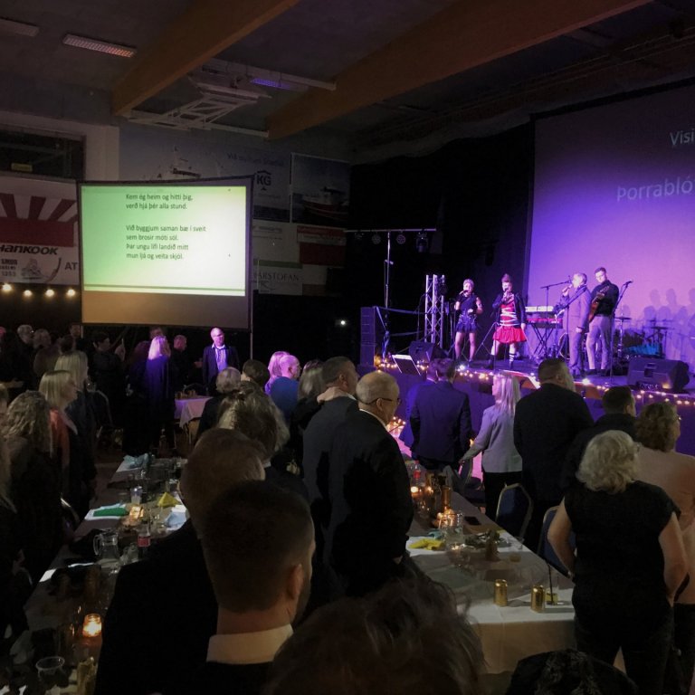 Mynd frá þorrablóti í íþróttahúsinu 2020