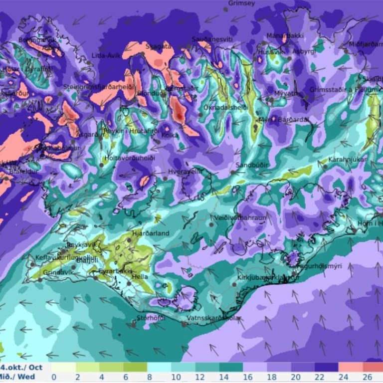 Vonskuveðri spáð á miðvikudag