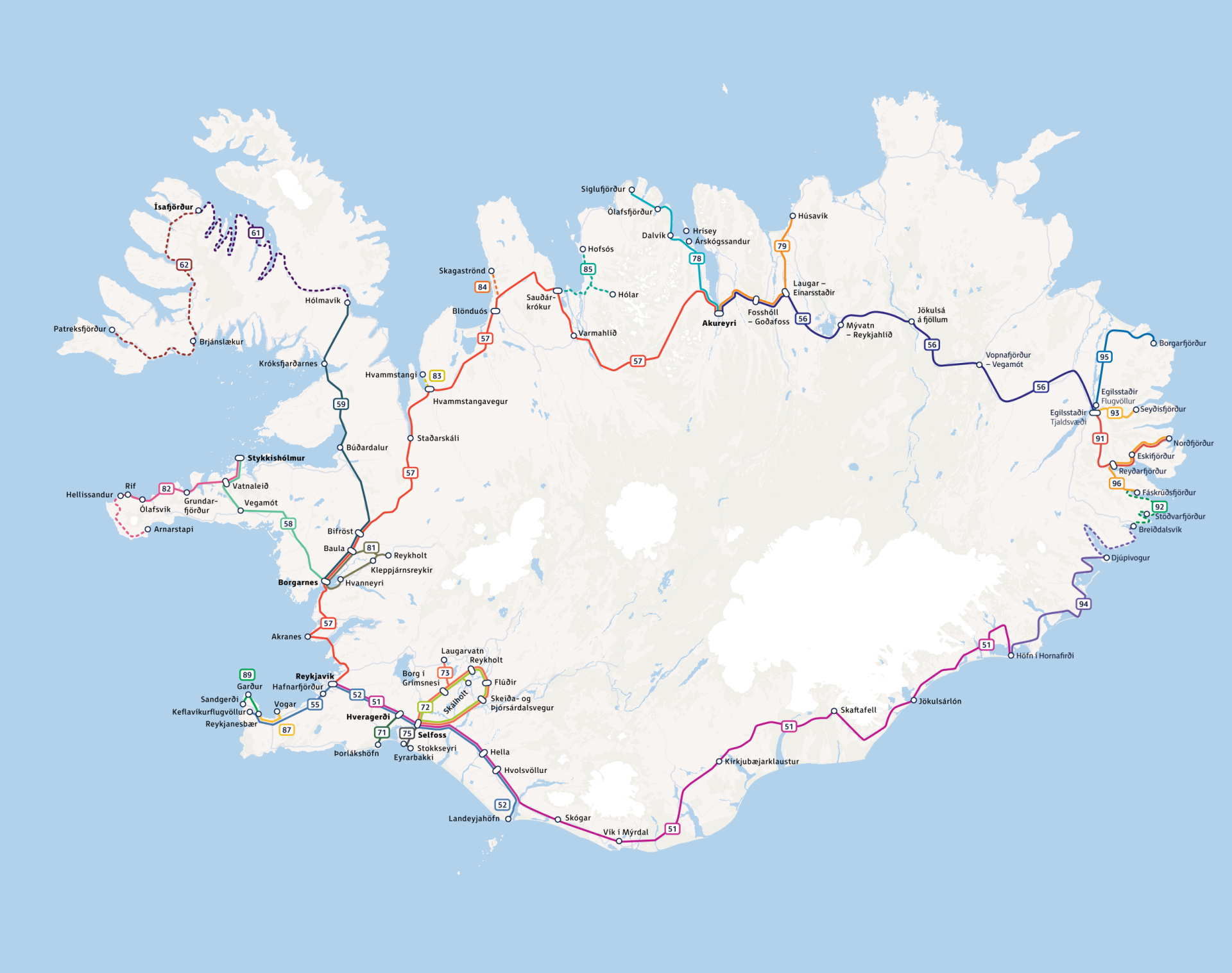 Leiðakerfi Strætó á landsbyggðinni